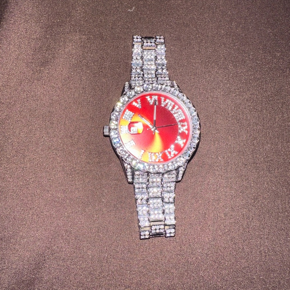 Red Crystal-Accent Women's Watch Bracelet - Fashion Jewelry